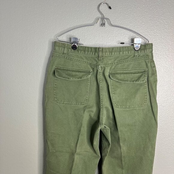 Christopher & Banks Army Green Straight Leg Casual High Waist Pants Flap Pockets - Picture 8 of 8
